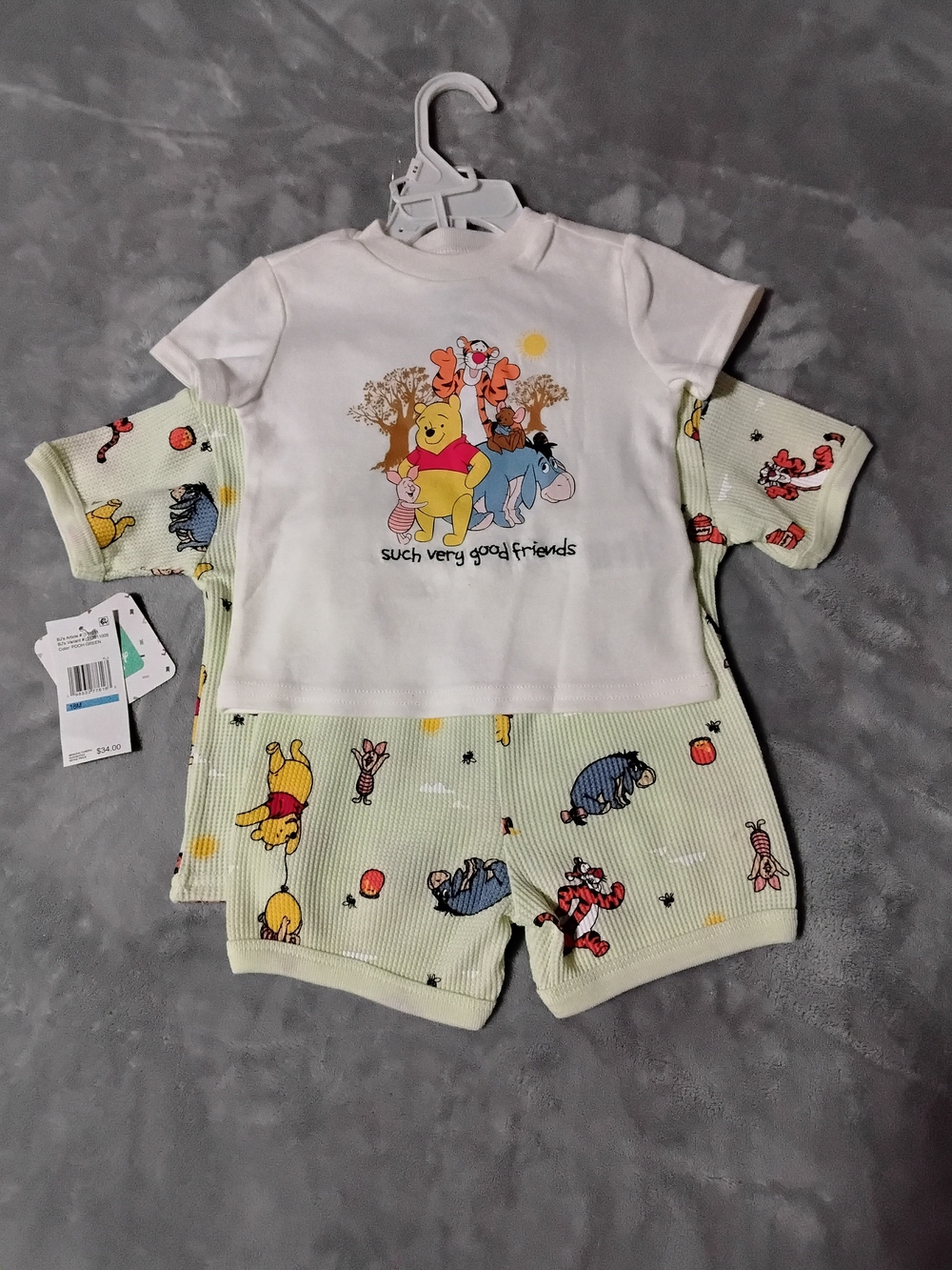 Winnie the Pooh Two-Piece Baby Pajama Set - White & Light Green